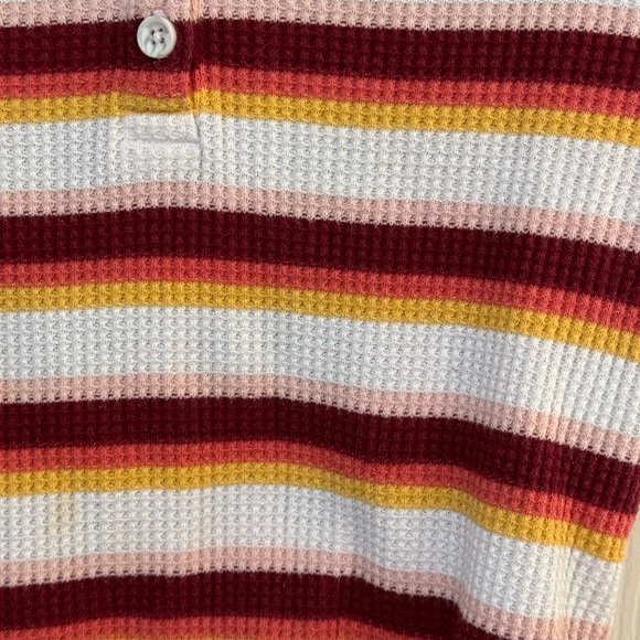 Retro SO 70s Vibe Striped Small White Polo Top Shirt Women’s S MINTY - Picture 3 of 6